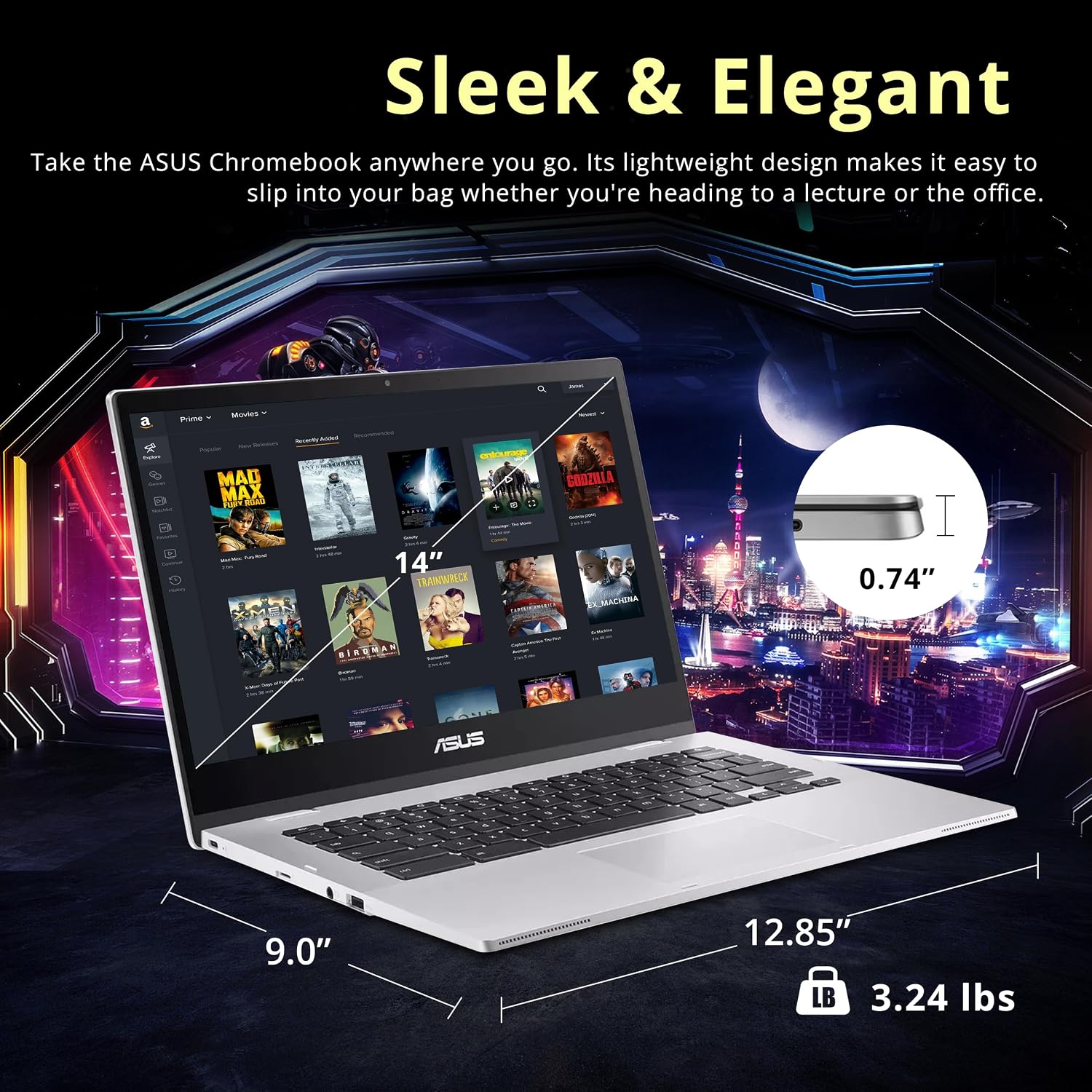 ASUS Chromebook CX1 14' FHD Laptop, Intel Celeron N4500, 4GB RAM, 224GB Storage (64GB eMMC+160GB Docking Station Set), Intel UHD Graphics, 720p Wecam, WiFi 6, Chrome OS, Silver