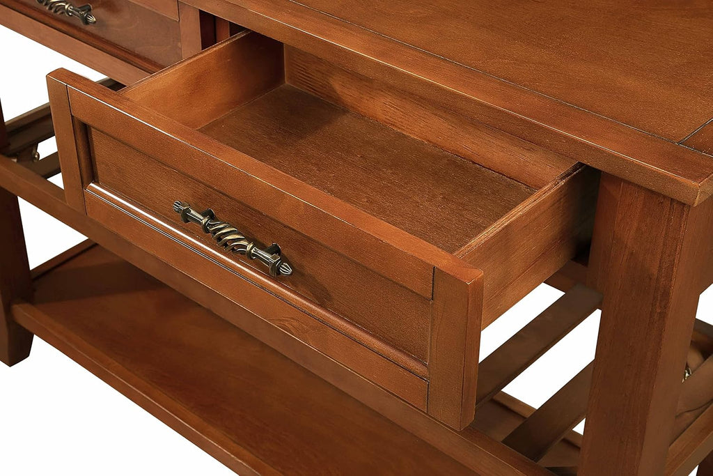 LKTART Solid Wood Console Table Entryway Table with Storage Drawers and Shelves Sofa Tables,Entryway Table for Living Room,Behind the Couch Table (42' Brown)