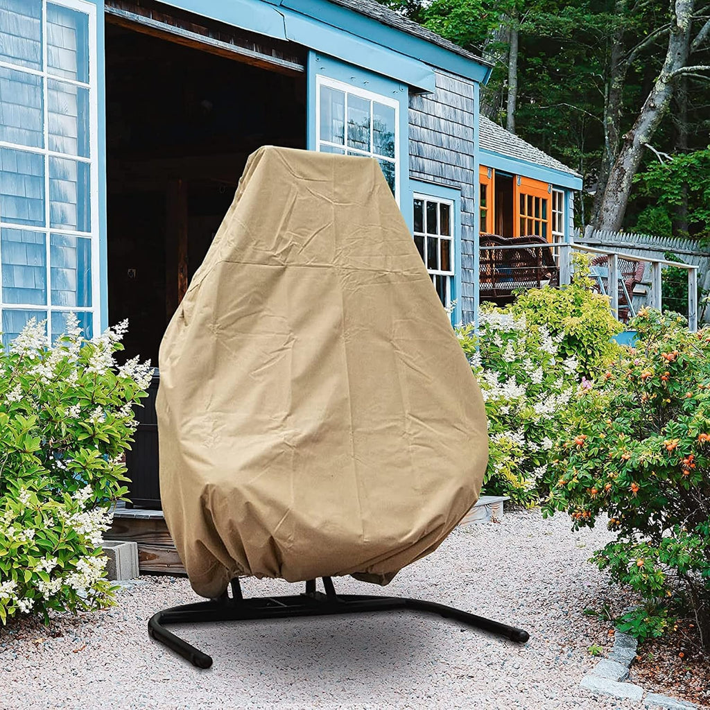 Qwork 2-Person Hanging Egg Chair with Stand, Wicker Rattan Hanging Swing Chair, Hammock Swing Chair UV Resistant Cushion with Stand for Indoor Bedroom Outdoor Garden Backyard