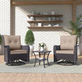 Kurapika 3 Pieces Patio Furniture Set Outdoor Swivel Gliders Rocker, Wicker Patio Bistro Set, Rattan Rocking Chair with Tempered Glass Side Table and Thickened Cushions (Sand)
