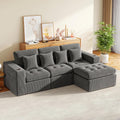 105' Modular Sectional Sofa, Cloud Sectional Couch with Deep Seat, Modern Corduroy Comfy L Shaped Couch with Chaise, Boneless Couches for Living Room Bedroom (Dark Gray)