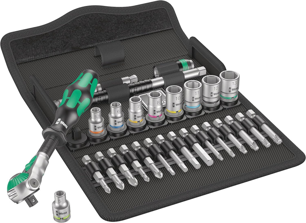 Wera 05004016001 8100 SA 6 Zyklop Metric Speed Ratchet Set, 28 Piece, 1/4' Drive