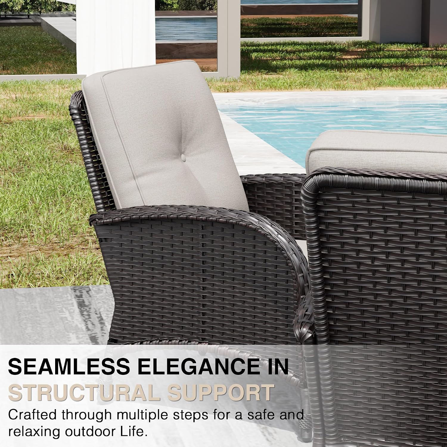 Joyside Wicker Patio Chairs Set of 2, Rattan Outdoor Furniture with Thickened Cushions, High Back, Deep Seating, Wide Armrest, Outdoor Chairs for Porch, Deck