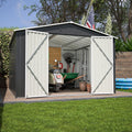 10x10 FT Shed Outdoor Storage Shed Metal Garden Shed with Lockable Doors & Slooping Roof Tool Shed Bike Shed for Backyard, Patio, Poolside (Black)