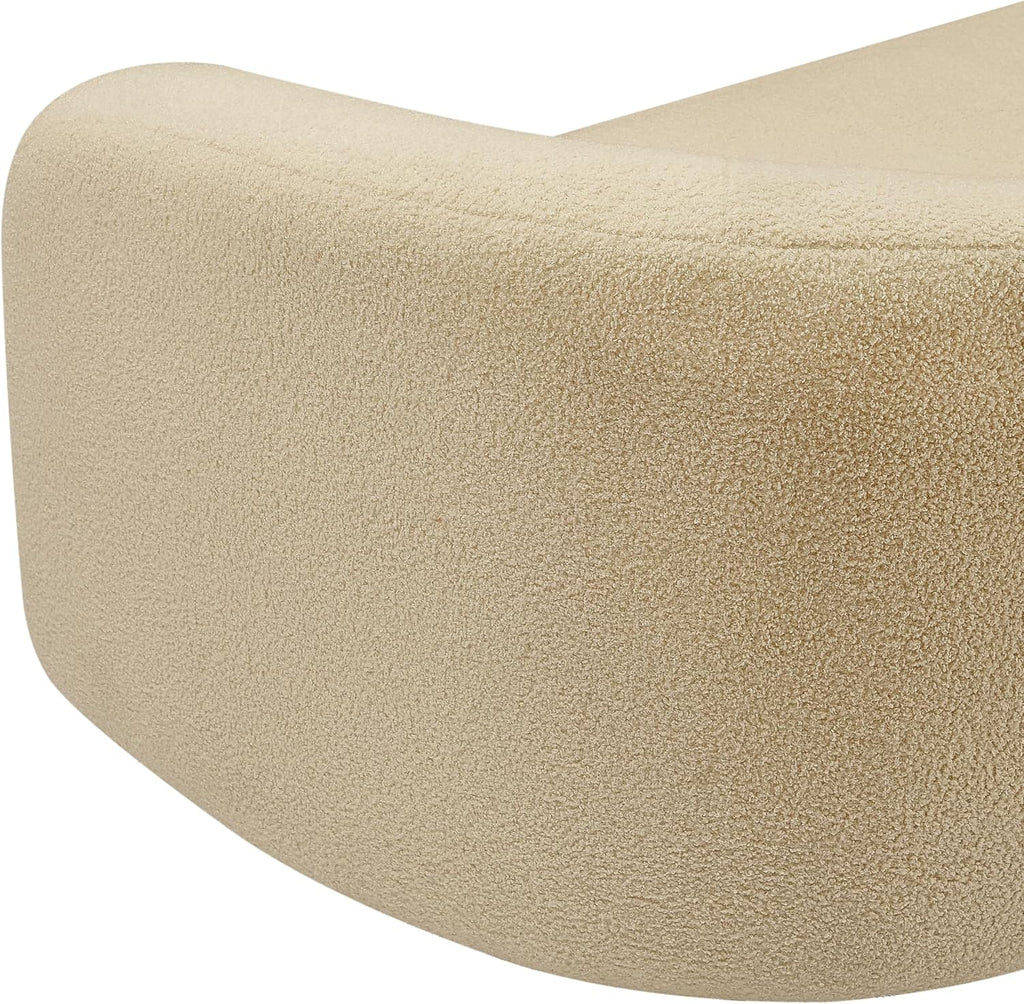 Meridian Furniture 186Beige-S Kali Collection Modern | Contemporary Sofa with Soft Beige Faux Shearling Teddy Fabric, Curved Back, 86' W x 33' D x 27' H, Beige