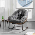 Wicker Outdoor Rocking Chair Rattan Egg Chair with Thick Cushion 30° Smooth Rocking Patio Lounge Reclining for Indoor Outdoor Use Living Room Front Porch Balcony Lawn Garden, Grey