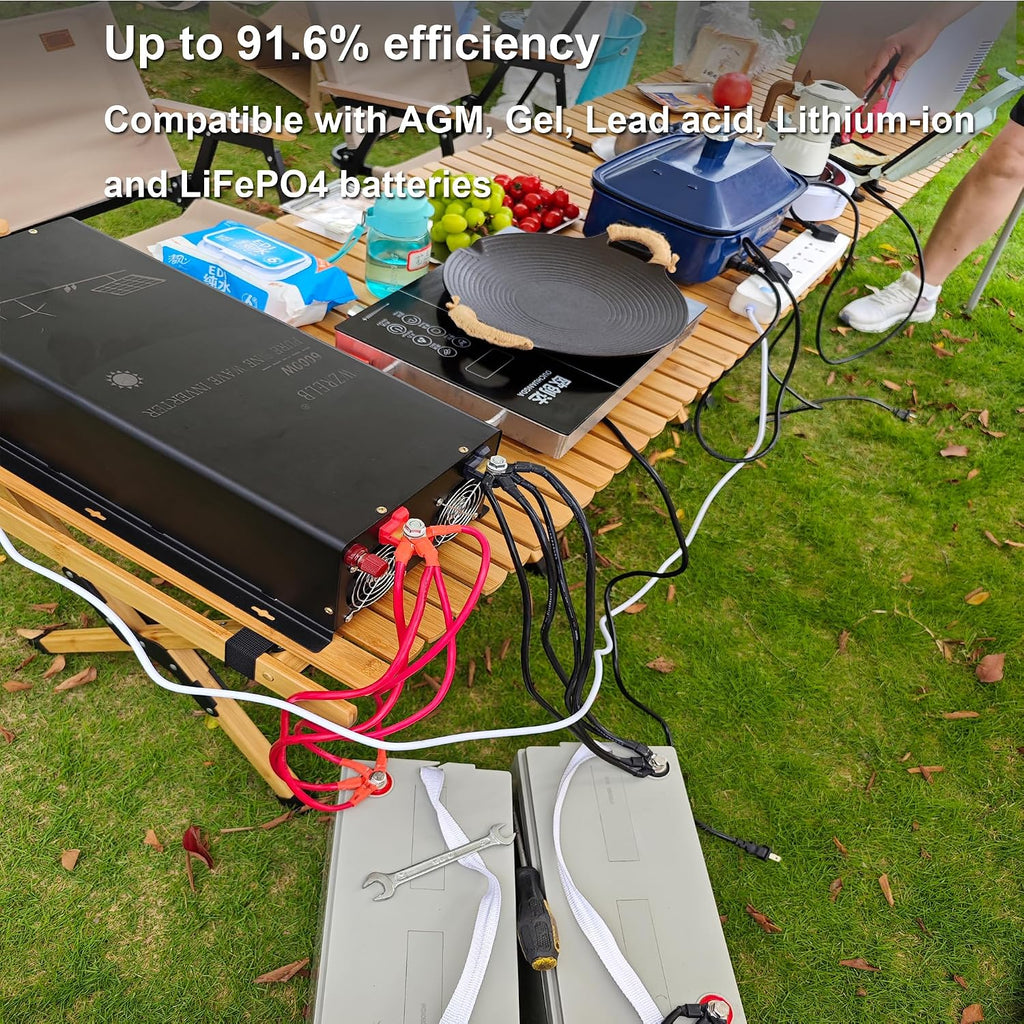 WZRELB 12KW 24V Pure Sine Wave Inverter,24 Volt DC to AC 120V 240V Split Phase Power Inverter,16.6ft LCD Remote Panel,2*AC Hardwire Terminal,24KW Surge