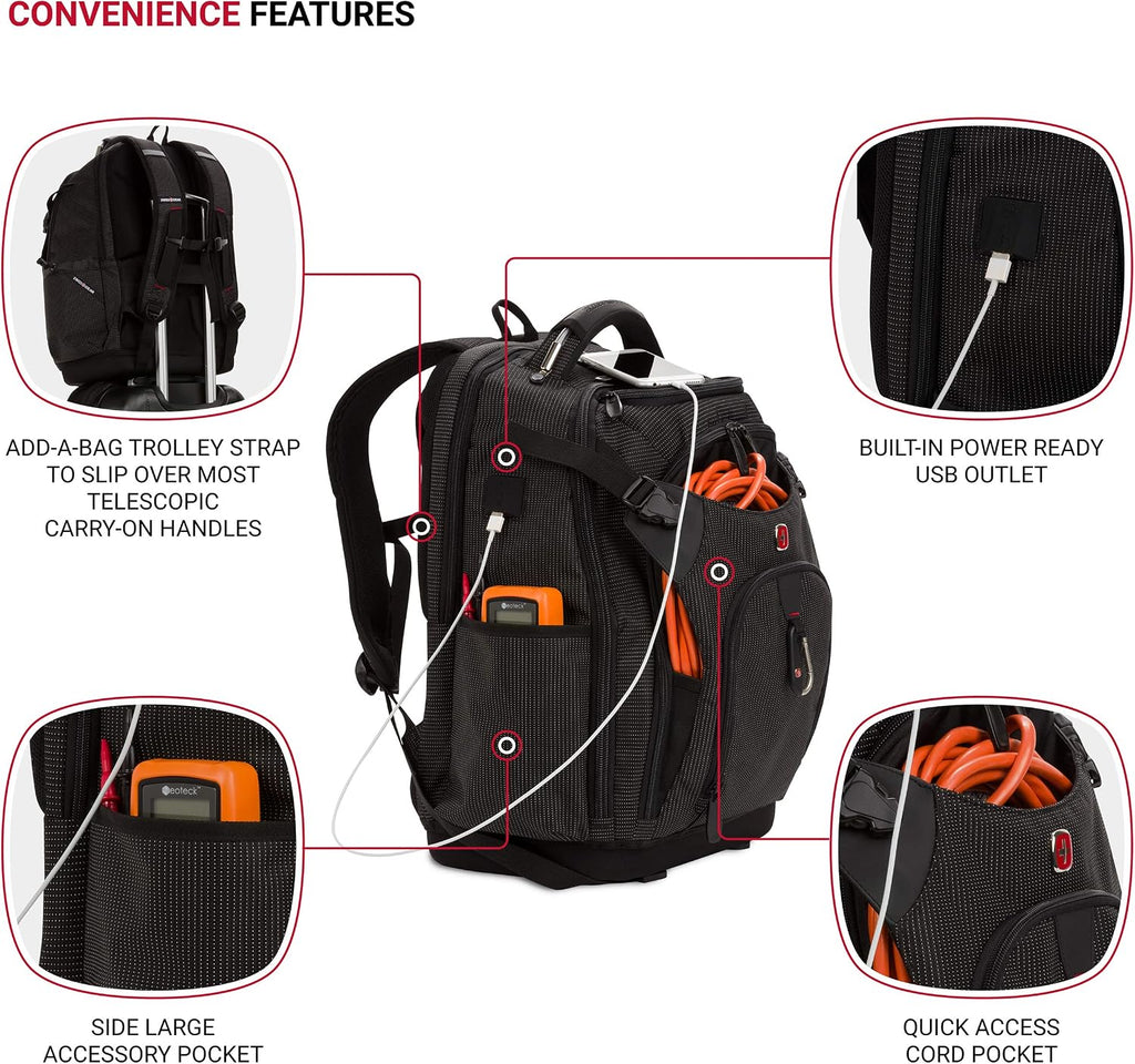SwissGear Tool Bag Backpack, Fits Up to 17-Inch Laptop, Work Pack PRO, Black