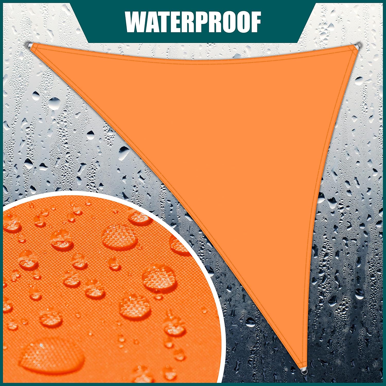 Royal Shade 8' x 11' x 13.6' Orange Triangle Waterproof Sun Shade Sail Order to Make Canopy Awning, UPF50+ 95% UV Blockage Water Resistant, Outdoor Backyard Patio Garden (We Customize)
