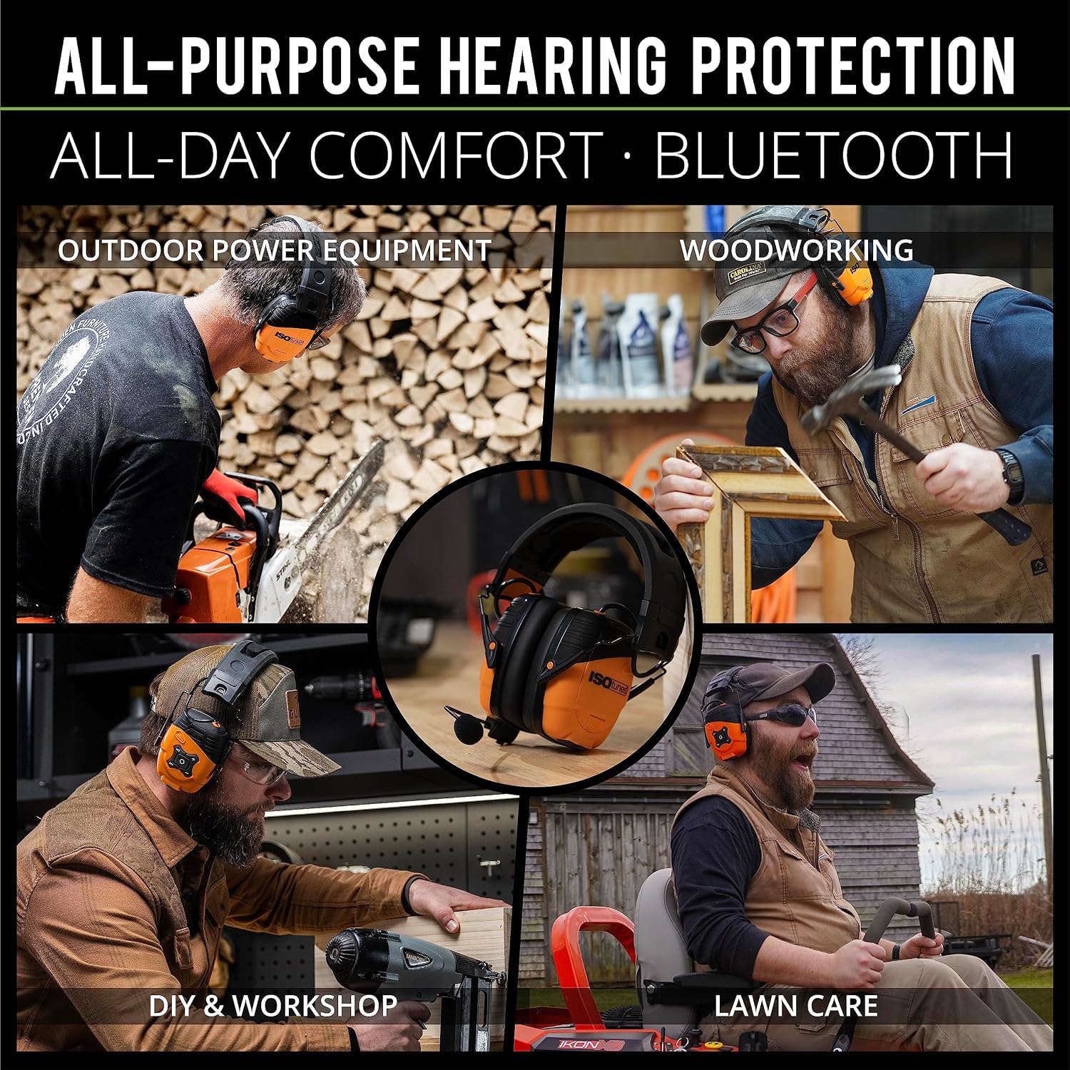 ISOtunes LINK Bluetooth Earmuff – Ear Protection Headphones for Work, Mowing, & Construction, 25 NRR OSHA Approved Headphones