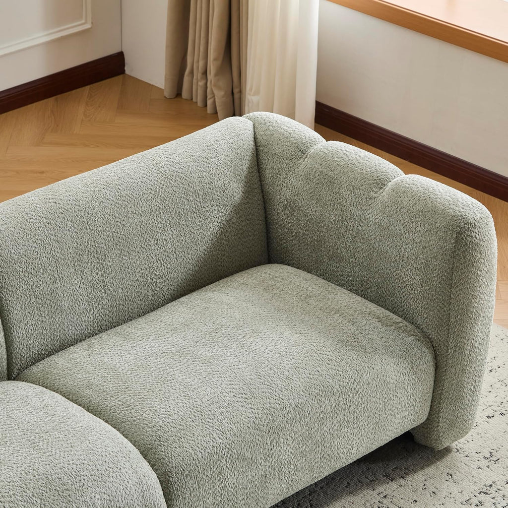 Christopher Knight Home Ahri 83'' Wood Frame Lounge Sofa Couch with Wave Design, Soft Seating 3-Seater Sofa with Armrests, Comfy Chenille Upholstered Home Sofa for Living Room, Light Green