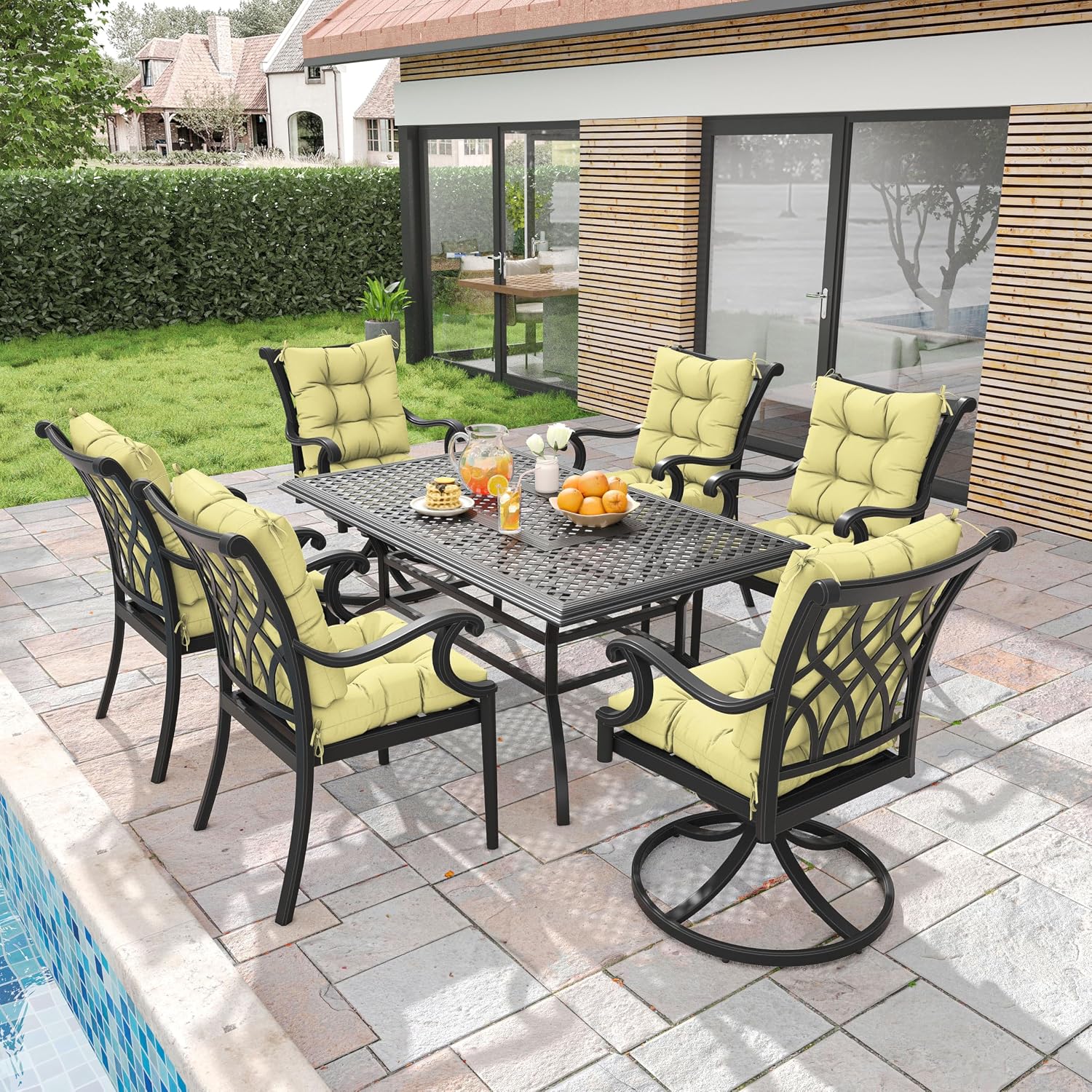 2sets Rocking Chair Cushion Set,Outdoor Patio Chair Cushions,Waterproof and Fade-Resistant Replacement Tufted Pads with Ties for Indoor Outdoor Rocker/Patio/Swing Chair,42 x 21 x 5 Inches