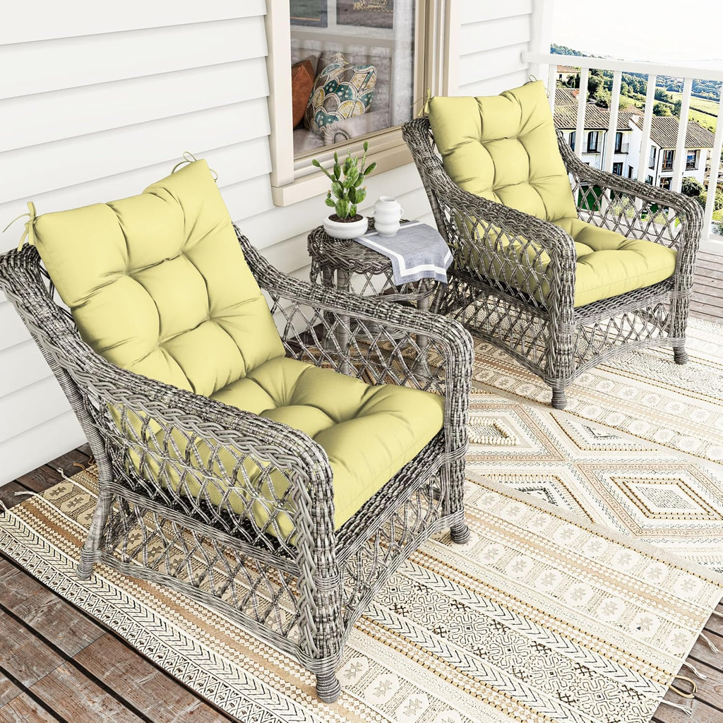 2sets Rocking Chair Cushion Set,Outdoor Patio Chair Cushions,Waterproof and Fade-Resistant Replacement Tufted Pads with Ties for Indoor Outdoor Rocker/Patio/Swing Chair,42 x 21 x 5 Inches